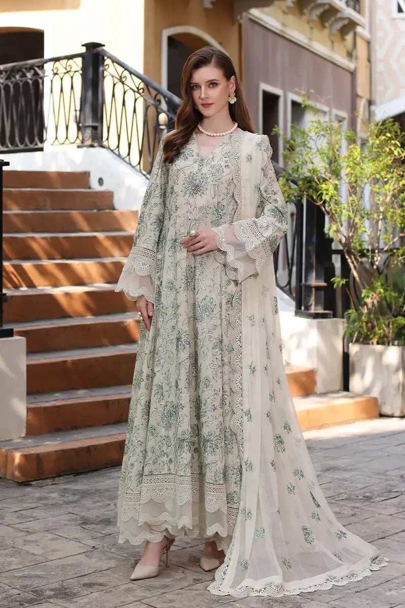 Dhanak -3PC Embroidered Shirt With Chiffon Embroidered Dupatta-3172