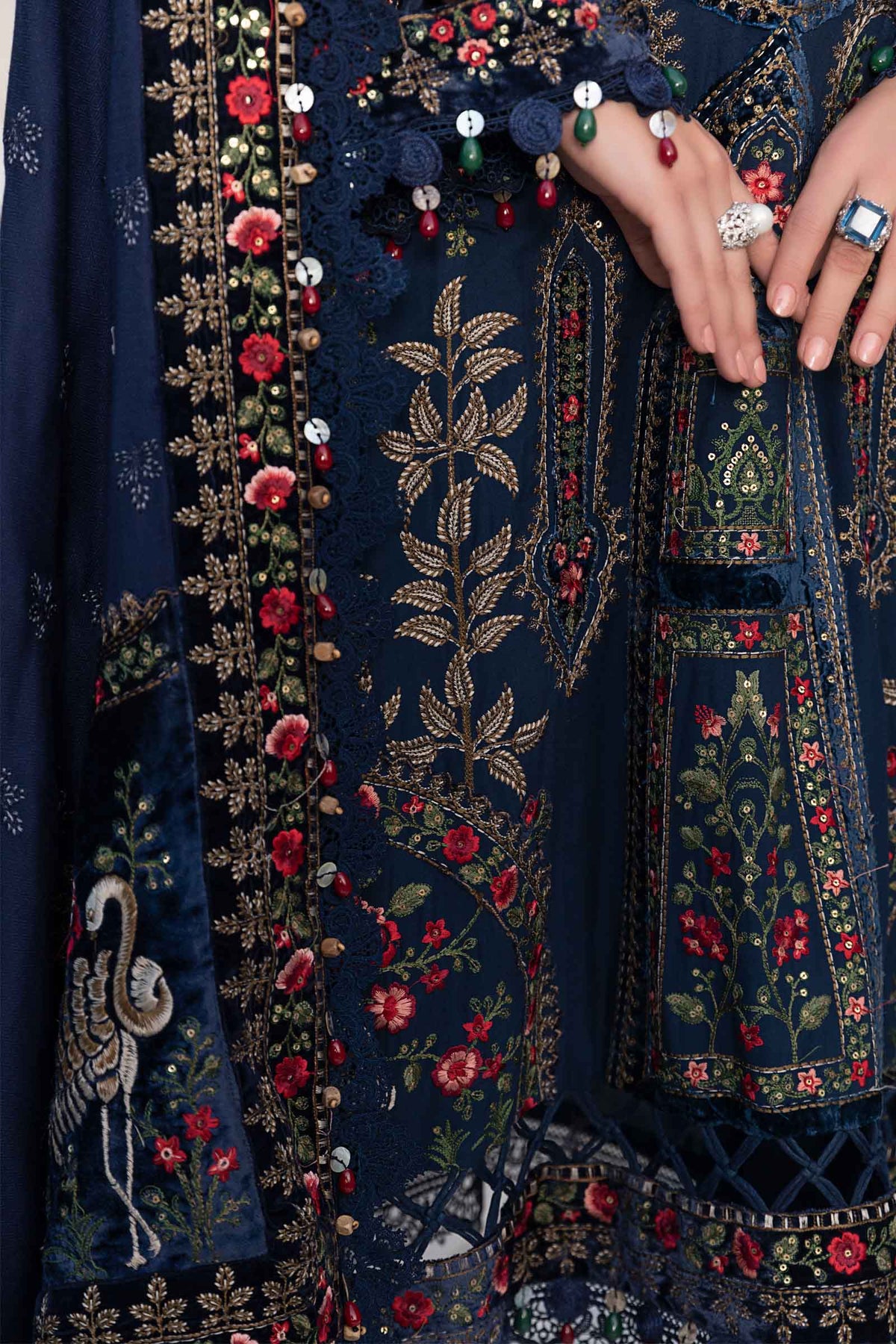 Dhanak-3PC  Sequence Embroidered Shirt with Dhanak Emrboidered RTW Dupatta - 3384