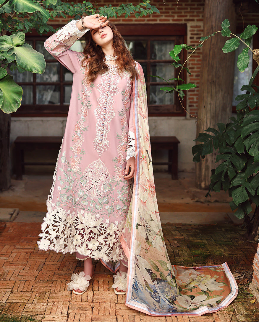 Dhanak-3PC Embroidered Shirt with Digital Printed Shawl - 6384