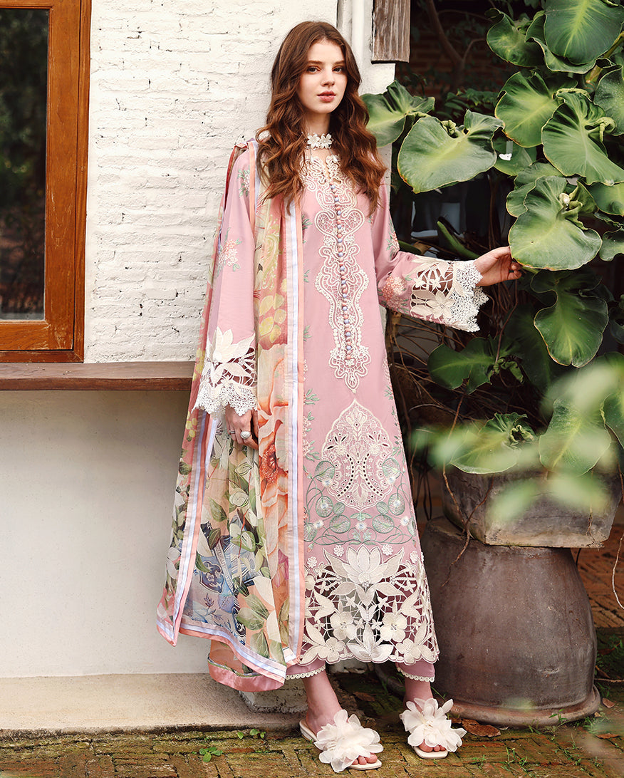 Dhanak-3PC Embroidered Shirt with Digital Printed Shawl - 6384