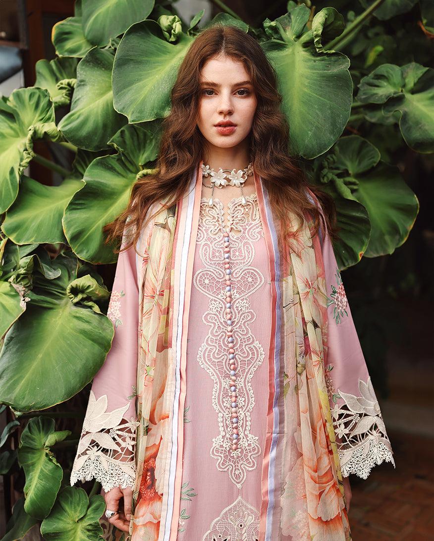 Dhanak-3PC Embroidered Shirt with Digital Printed Shawl - 6384