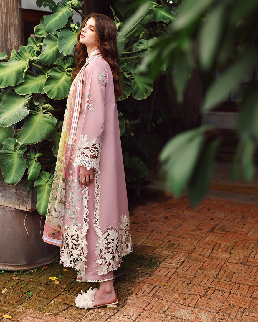 Dhanak-3PC Embroidered Shirt with Digital Printed Shawl - 6384