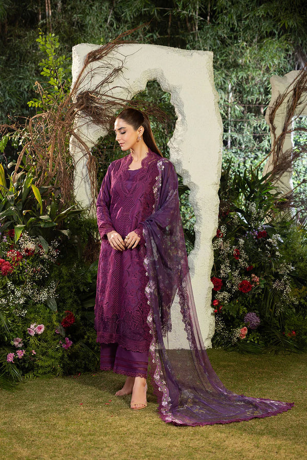 Dhanak-3PC Embroidered Shirt with Organza Digital Printed Embroidered Dupatta- 3381