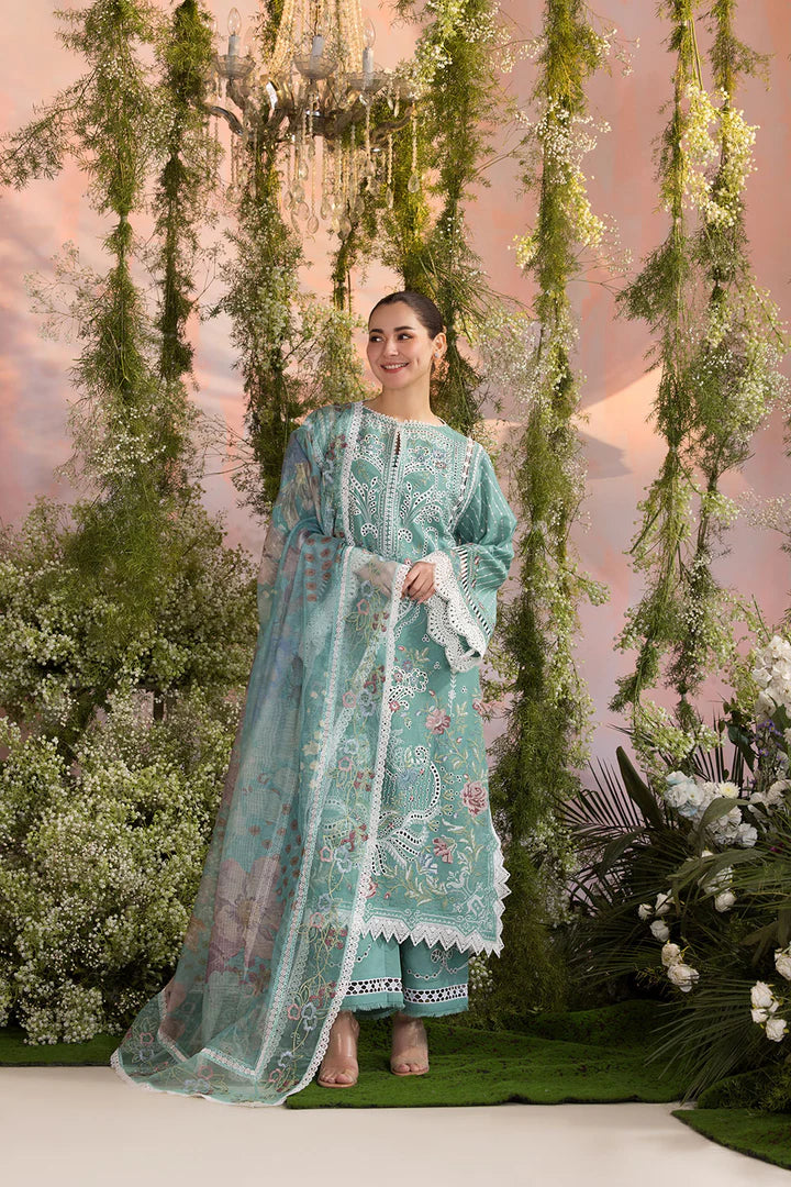 Lawn-3PC Embroidered With Organza Digital Printed Dupatta-5193