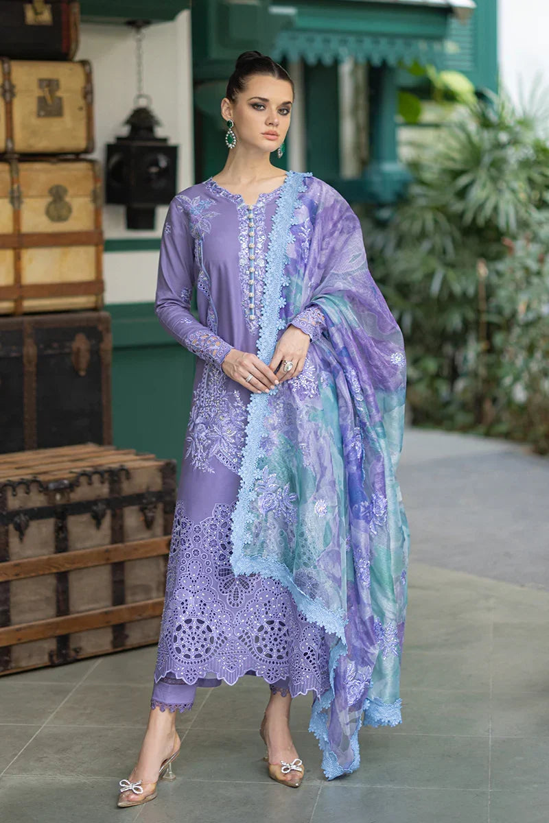 Dhanak-3PC Embroidered Shirt with Digital Printed Shawl - 3291