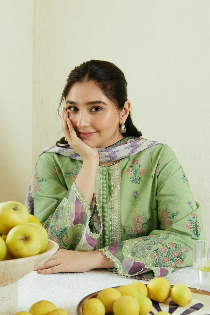 Dhanak-3PC Embroidered Shirt with Digital Printed Shawl -3236
