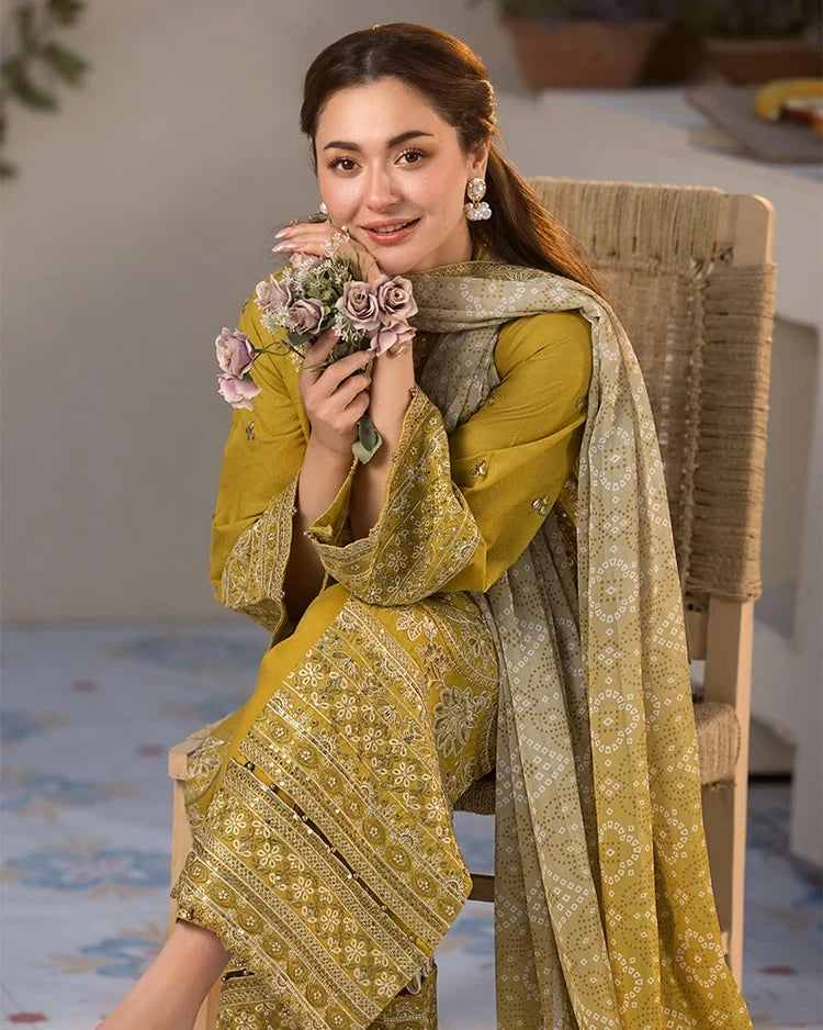 Dhanak-3PC  Sequence Embroidered Shirt with Digital Printed Shawl - 3289