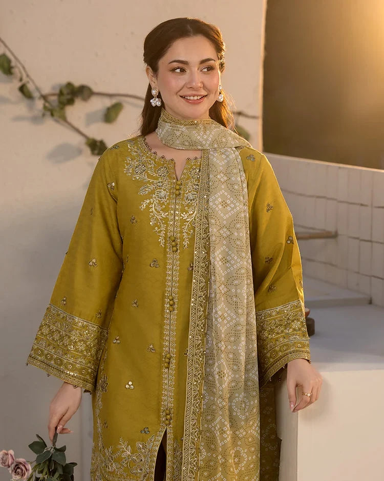 Dhanak-3PC  Sequence Embroidered Shirt with Digital Printed Shawl - 3289
