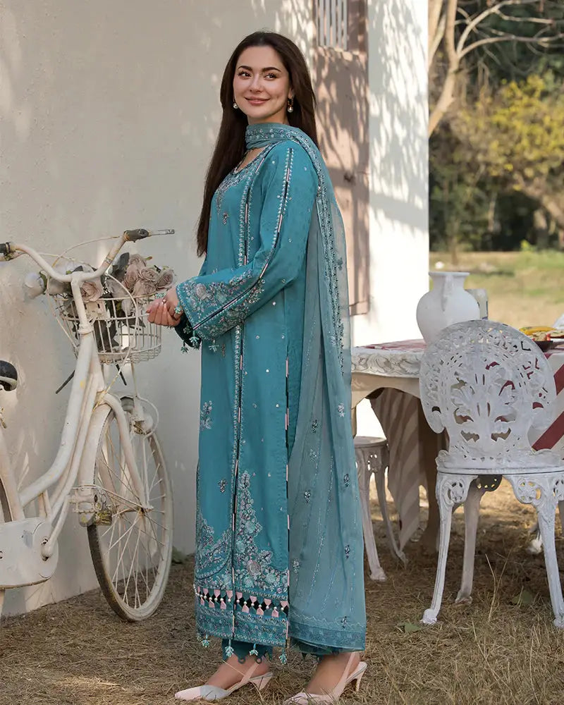 Dhanak-3PC Embroidered Shirt with Chiffon Embroidered Dupatta-3276