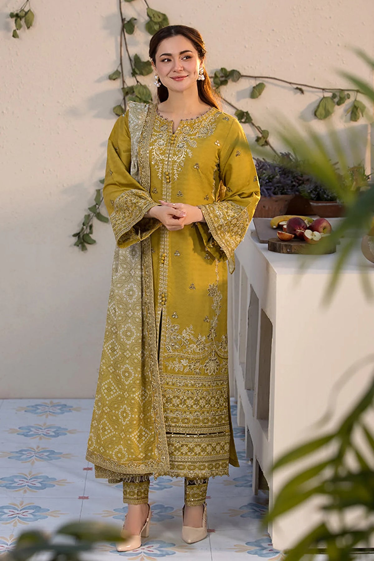 Dhanak-3PC  Sequence Embroidered Shirt with Digital Printed Shawl - 3289