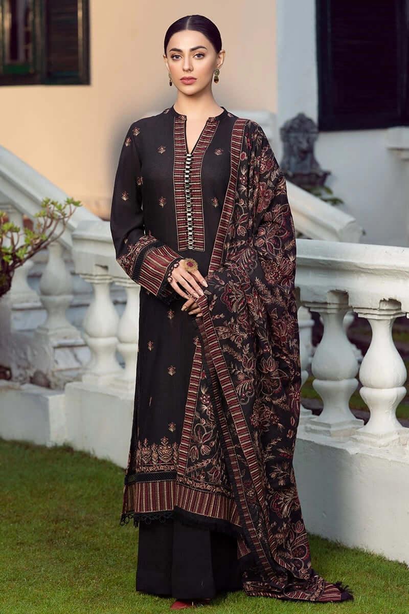Dhanak-3PC Embroidered Shirt with Dhanak Embroidered Shawl- 580