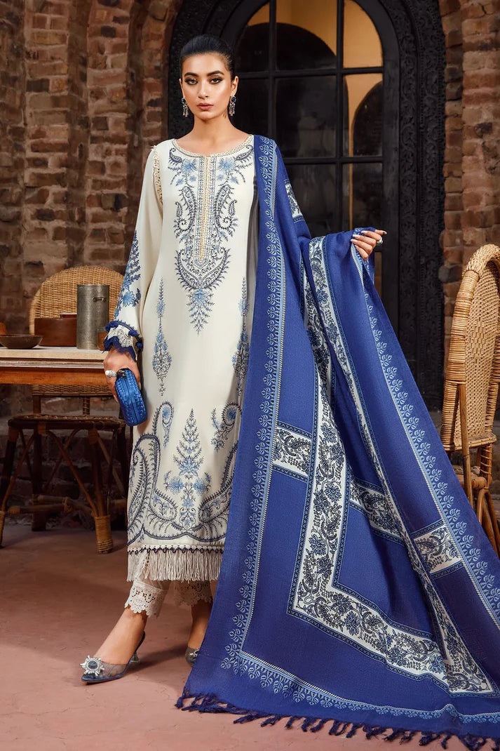 Dhanak-3PC Embroidered Shirt with Digital Printed Wool Shawl - 3428
